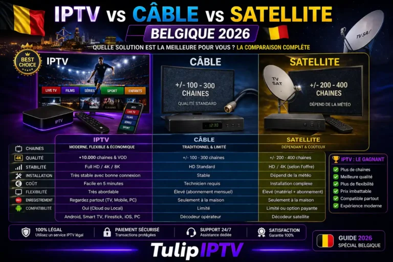 IPTV vs Câble vs Satellite Belgique 2026