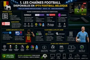 1. Les chaînes football disponibles en IPTV football Belgique