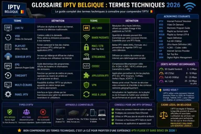 Glossaire IPTV Belgique : Termes Techniques 2026